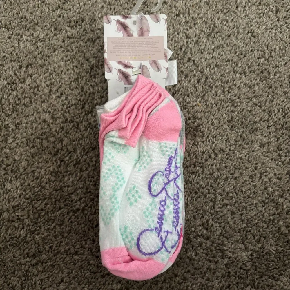 Jessica Simpson Girls 10 Pair No Show Socks & White Bow Hair Clip Gift Set NWT